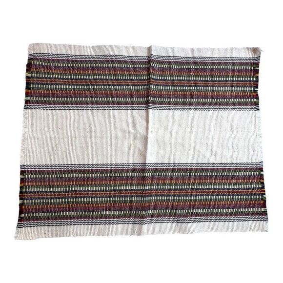Vintage Ukranian Handwoven Rainbow Woven Striped Cotton Table Napkins Set Of 6 - Picture 2 of 6